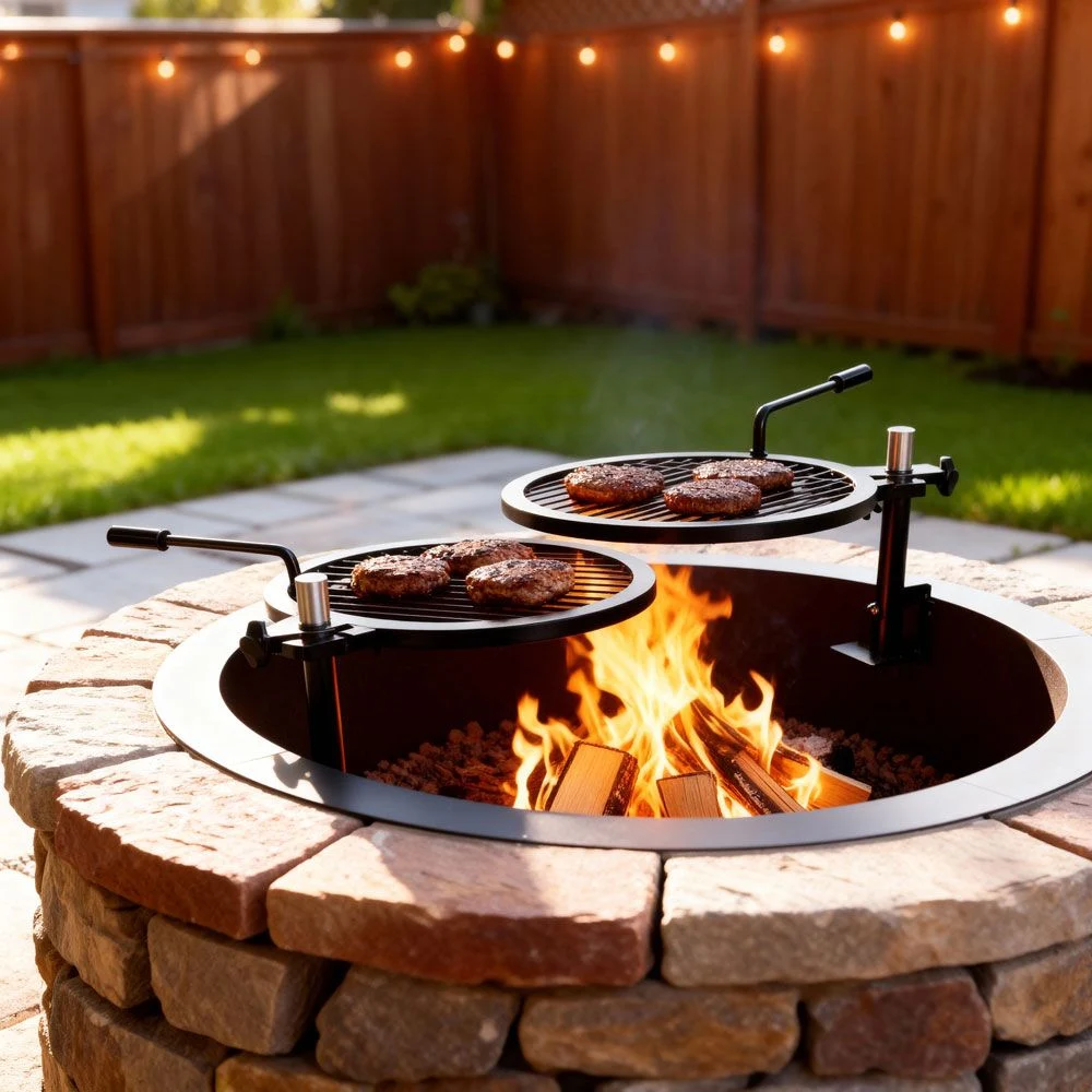 StarBBQ™ 36" Smokeless Fire Pit Insert Package with Dual Post-Mount Swivel Grills | STARBBQ-36SFPR-PKG