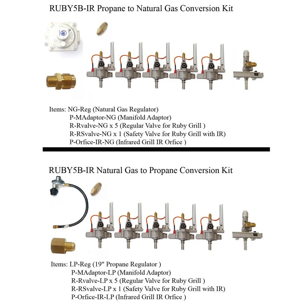 Gas Conversion Kit for 42" Ruby5BIR Grill - Gas Conversion from LP to NG