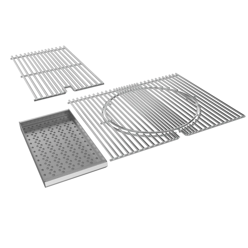 Cooking Grates for Ruby Grills w/Charcoal & Wood Burning Tray - 304 SS Grates Round Inset-Charcoal-Tray w/Bar Grate for 42″ 5B Grill