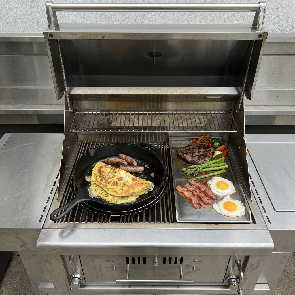 Skillet, griddle, and grate